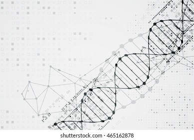 Science template, DNA molecules background. Vector illustration.