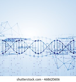 Science template, DNA molecules background. Vector illustration.