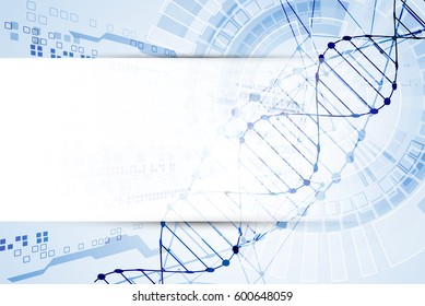 Science template, DNA molecules background. Vector illustration.