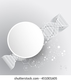 Science template, wallpaper or banner with a  3D DNA molecules. Vector illustration.