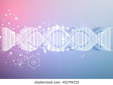 Science template, wallpaper or banner with a  3D DNA molecules. Vector illustration.