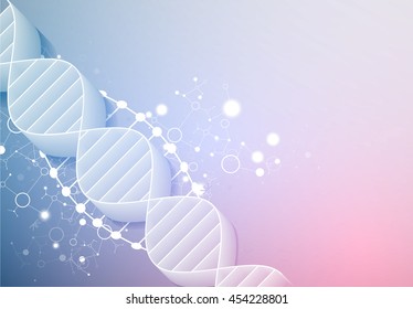 Science template, wallpaper or banner with a  3D DNA molecules. Vector illustration.