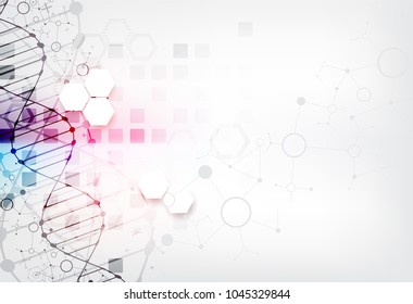 Science template, wallpaper or banner with a DNA molecules. Vector illustration.