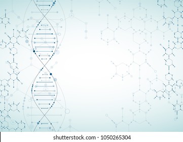 Science template, wallpaper or banner with a DNA molecules. Vector illustration.