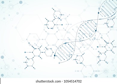 Science template, wallpaper or banner with a DNA molecules. Vector illustration.