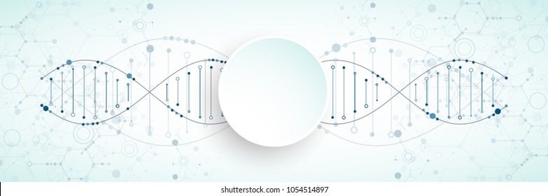 Science template, wallpaper or banner with a DNA molecules. Vector illustration. - Shutterstock ID 1054514897
