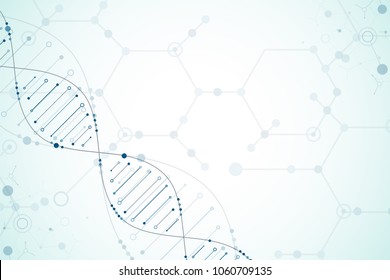 Science template, wallpaper or banner with a DNA molecules. Vector illustration.