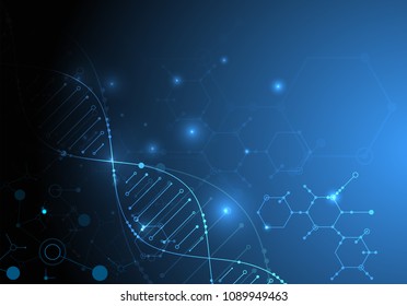 Science template, wallpaper or banner with a DNA molecules. Vector illustration.