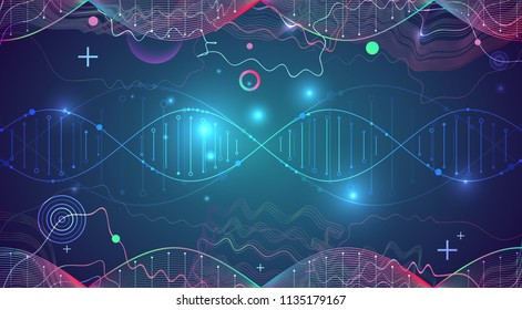 Science template, wallpaper or banner with a DNA molecules. Vector illustration.
