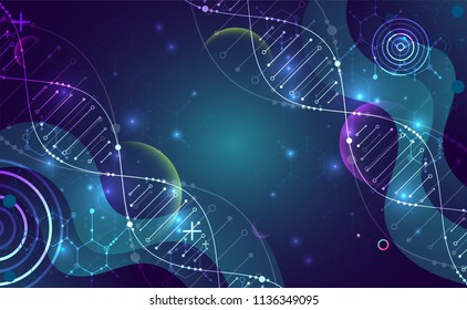 Science template, wallpaper or banner with a DNA molecules. Vector illustration.