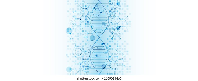 Science template, wallpaper or banner with a DNA molecules. Vector illustration.