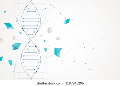 Science template, wallpaper or banner with a DNA molecules. Vector illustration.