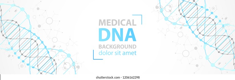 Science template, wallpaper or banner with a DNA molecules. Vector illustration.