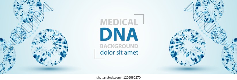 Science template, wallpaper or banner with a DNA molecules. Vector illustration.