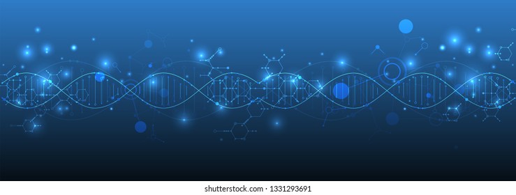 Science template, wallpaper or banner with a DNA molecules. Vector illustration.