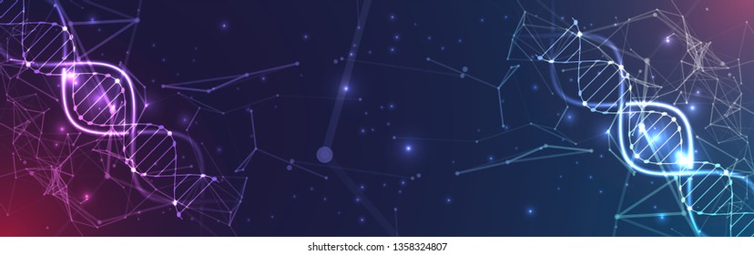 Science template, wallpaper or banner with a DNA molecules. Vector illustration