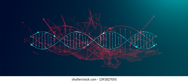 Science template, wallpaper or banner with a DNA molecules. Vector illustration