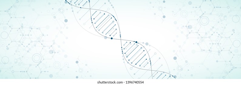 Science template, wallpaper or banner with a DNA molecules. Vector illustration.