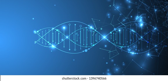 Science template, wallpaper or banner with a DNA molecules. Vector illustration