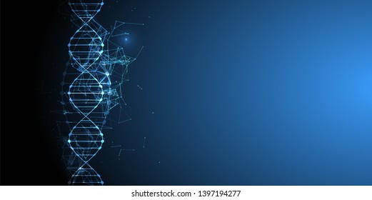 Science template, wallpaper or banner with a DNA molecules. Vector illustration