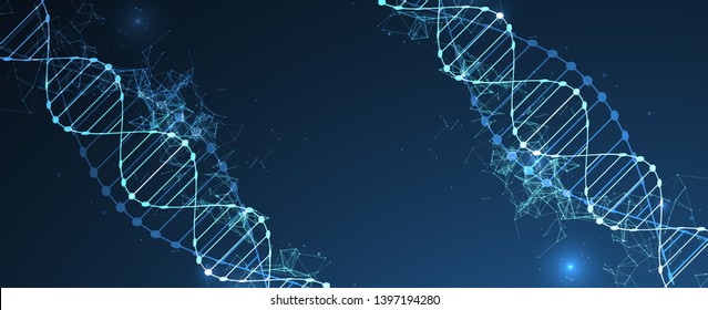 Science template, wallpaper or banner with a DNA molecules. Vector illustration