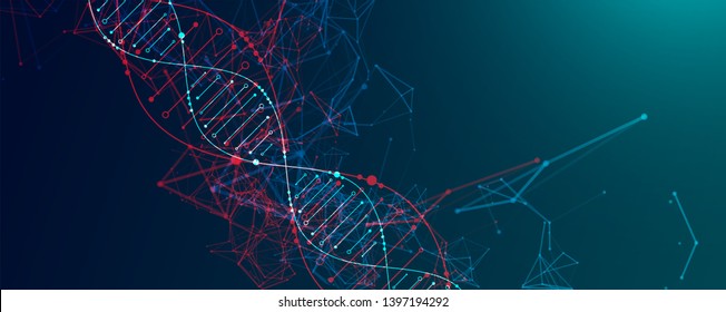 Science template, wallpaper or banner with a DNA molecules. Vector illustration