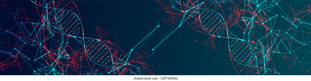 Science template, wallpaper or banner with a DNA molecules. Vector illustration