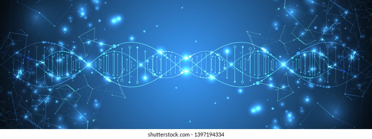 Science template, wallpaper or banner with a DNA molecules. Vector illustration