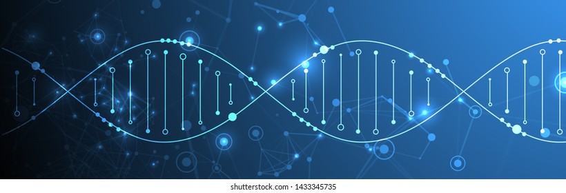 Science template, wallpaper or banner with a DNA molecules. Vector illustration