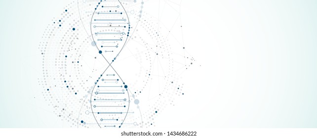 Science template, wallpaper or banner with a DNA molecules. Vector illustration.