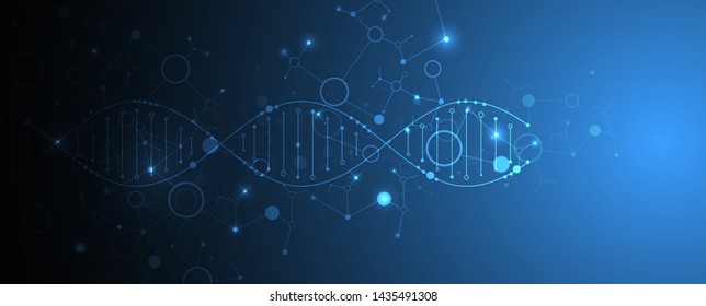 Science template, wallpaper or banner with a DNA molecules. Vector illustration