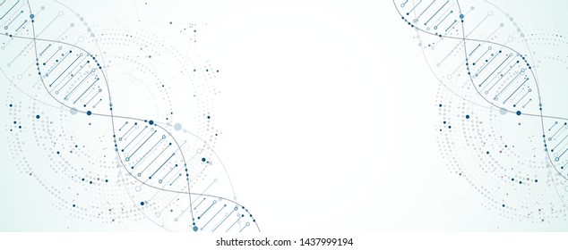 Science template, wallpaper or banner with a DNA molecules. Vector illustration.