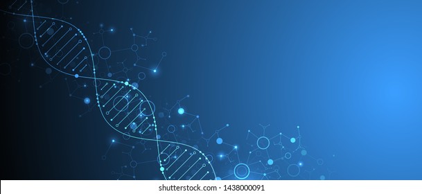 Science template, wallpaper or banner with a DNA molecules. Vector illustration