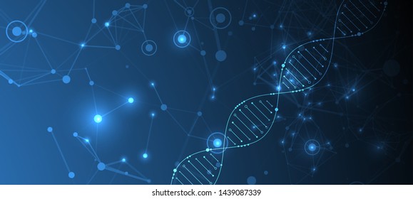 Science template, wallpaper or banner with a DNA molecules. Vector illustration