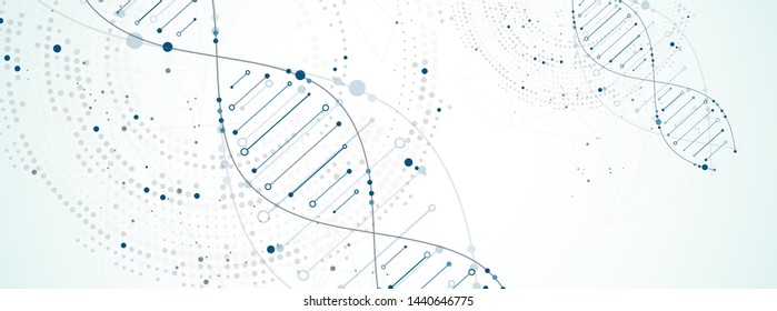 Science template, wallpaper or banner with a DNA molecules. Vector illustration.