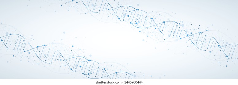 Science template, wallpaper or banner with a DNA molecules. Vector illustration