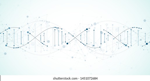 Science template, wallpaper or banner with a DNA molecules. Vector illustration