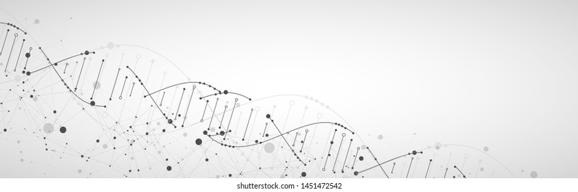 Science template, wallpaper or banner with a DNA molecules. Vector illustration