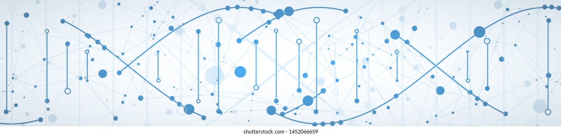 Science template, wallpaper or banner with a DNA molecules. Vector illustration