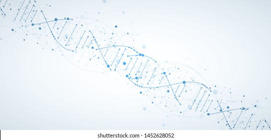 Science template, wallpaper or banner with a DNA molecules. Vector illustration