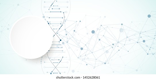 Science template, wallpaper or banner with a DNA molecules. Vector illustration