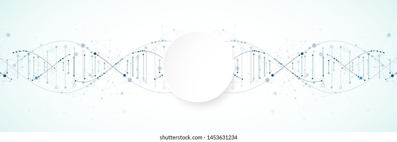 Science template, wallpaper or banner with a DNA molecules. Vector illustration