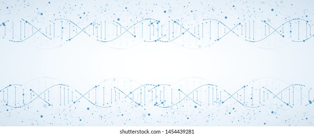 Science template, wallpaper or banner with a DNA molecules. Vector illustration