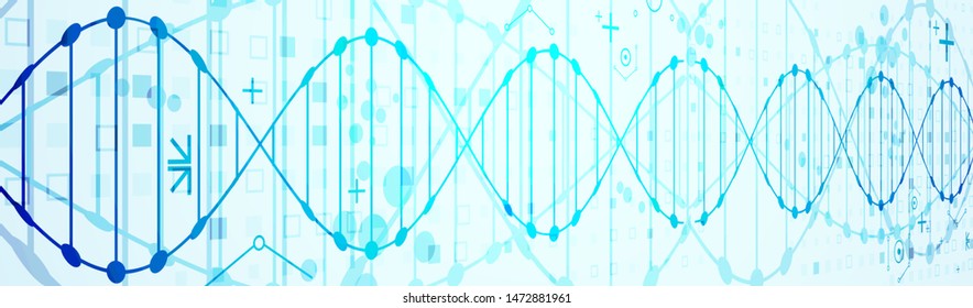 Science template, wallpaper or banner with a DNA molecules. Vector illustration.