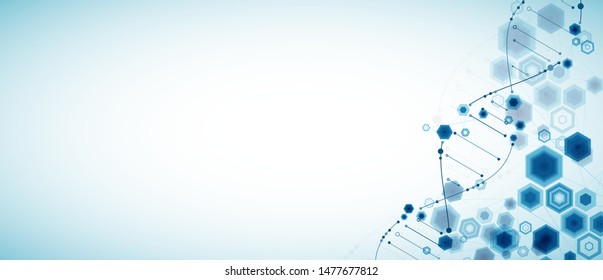 Science Template Wallpaper Banner Dna Molecules Stock Vector (Royalty ...