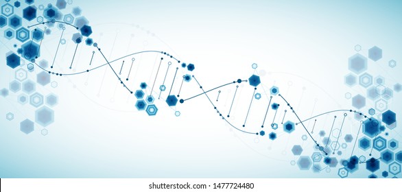 Science template, wallpaper or banner with a DNA molecules. Vector illustration