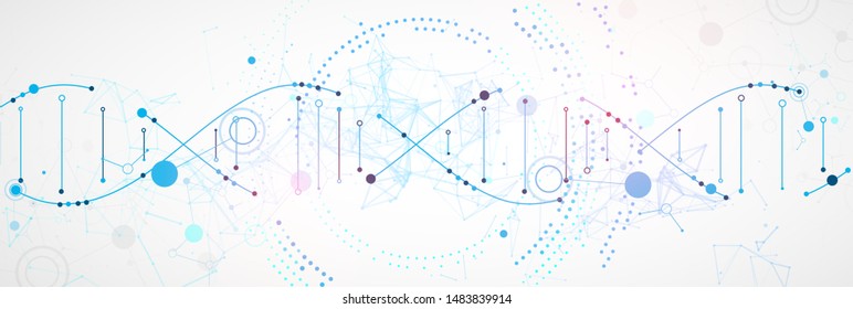 Science template, wallpaper or banner with a DNA molecules. Vector illustration