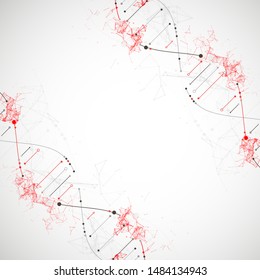 Science template, wallpaper or banner with a DNA molecules. Vector illustration