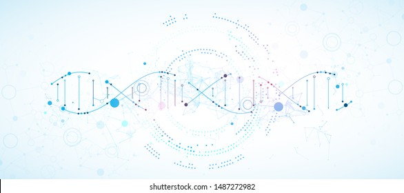 Science template, wallpaper or banner with a DNA molecules. Vector illustration