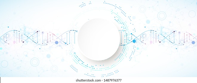 Science template, wallpaper or banner with a DNA molecules. Vector illustration